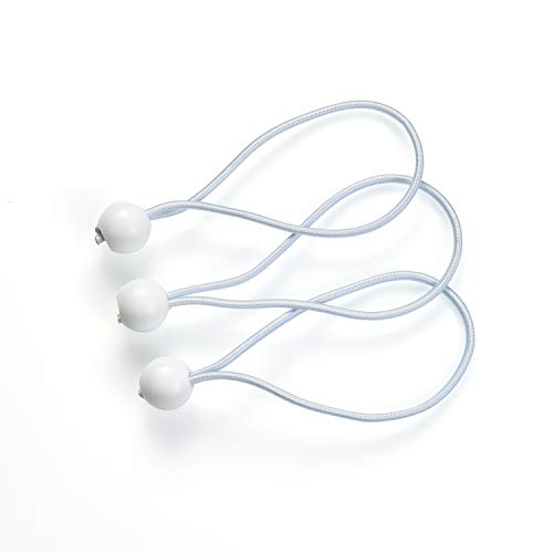 25/50 St. Spanngummi mit Kugel (weiß, 195 mm, TÜV zertifiziert) für Pavillons, Planen, Plakate.