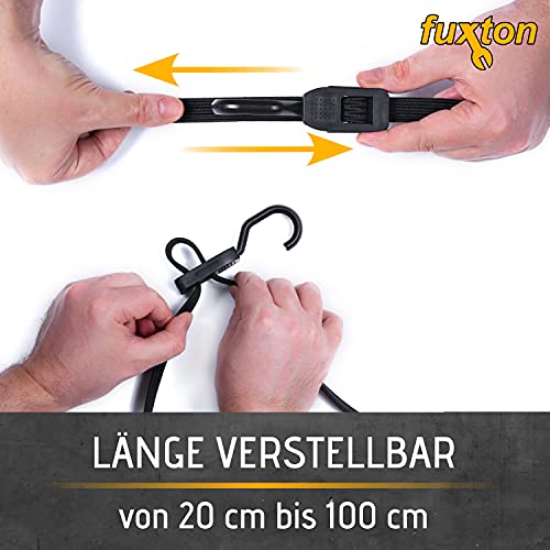 2er Set Spanngummi mit Haken, flach, 20-100 cm (Länge verstellbar), schwarz