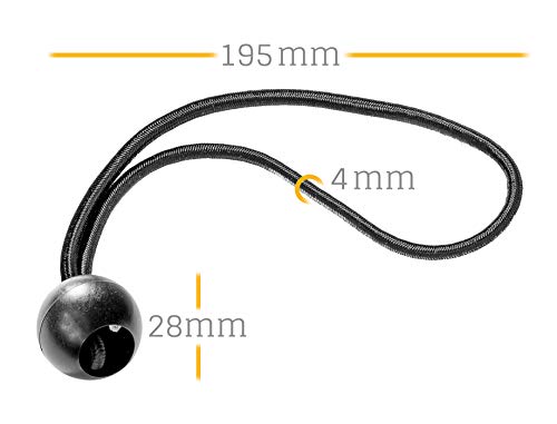 25/50 St. Spanngummi mit Kugel (schwarz, 195 mm, TÜV zertifiziert), für Zelte, Planen, Plakate.