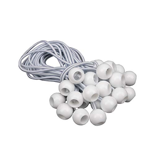 perdix 25 Stk Spanngummi mit Kugel, 19 cm, weiß für Banner, Planen, Zelte (Expanderschlinge, Gummispanner, Planenspanner, Planenhalter, Planengummi, Zeltgummi)