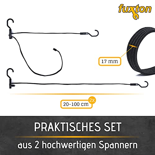 2er Set Spanngummi mit Haken, flach, 20-100 cm (Länge verstellbar), schwarz