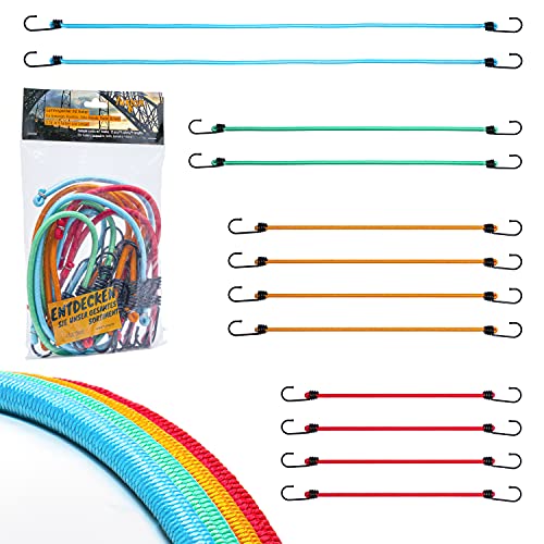12er Set Fahrradspanngurt mit Haken, 4 Längen (38/46/59/88 cm) und Farben