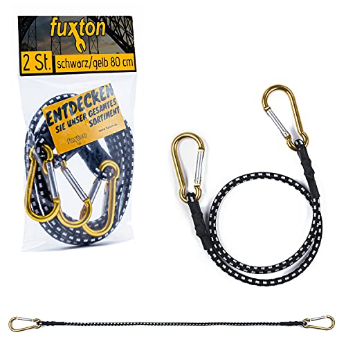 2 St. Spanngummi mit Karabiner 80/100 cm schwarz Alu