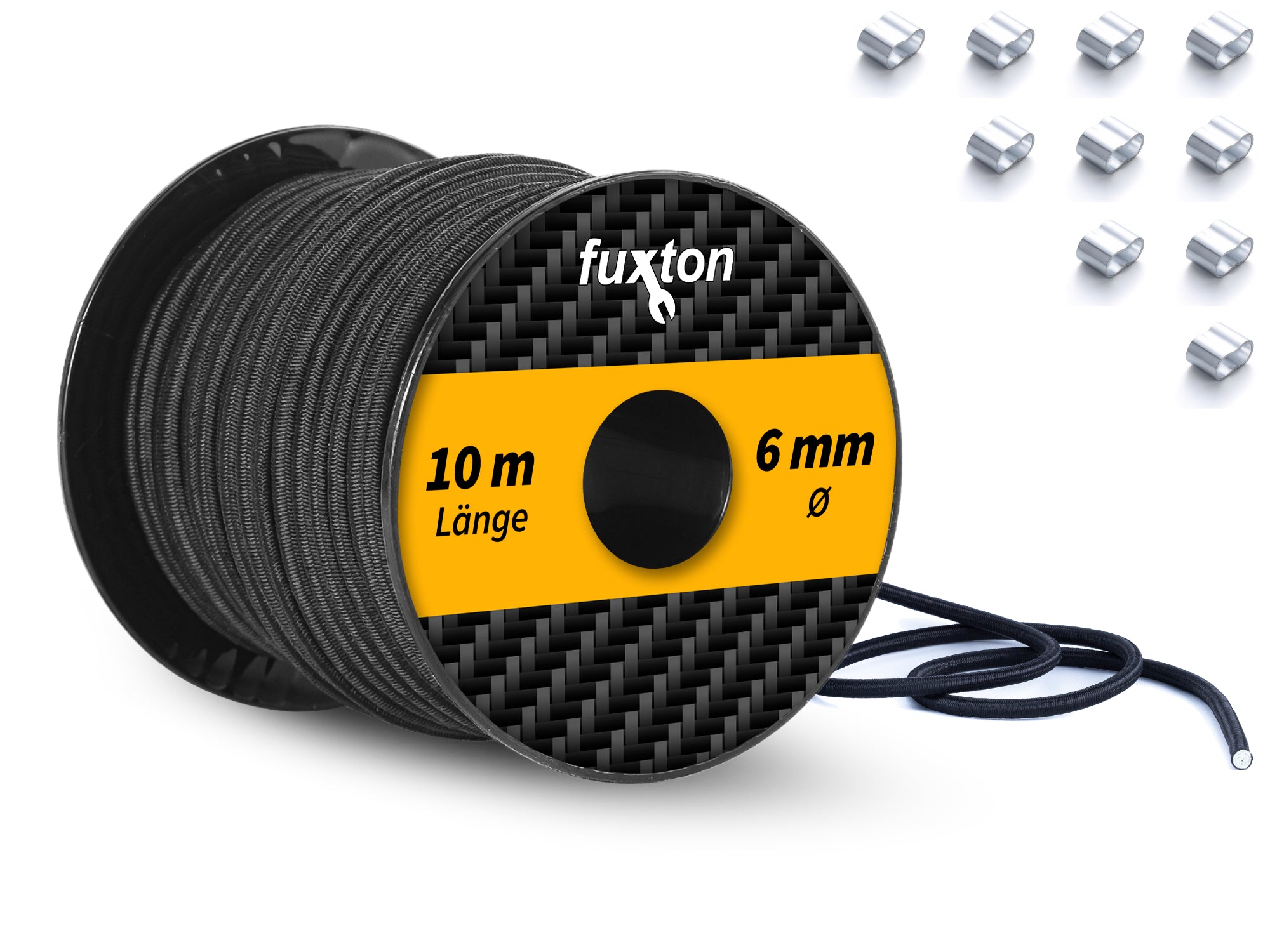 Gummiseile, 10/20 m, 4/5/6/8 mm, schwarz