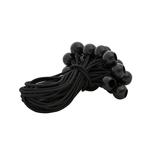 perdix 25 Stk Spanngummi mit Kugel 19 cm schwarz, für Banner, Planen, Zelte