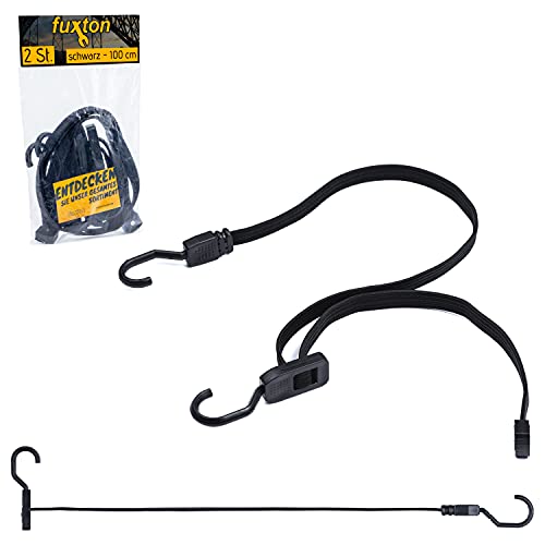 2er Set Spanngummi mit Haken, flach, 20-100 cm (Länge verstellbar), schwarz